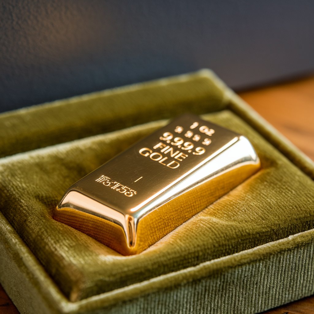 IMAGE OF A GOLD BAR ON FABRIC